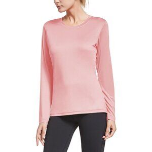 👑Women's Pink Pull Over Long Sleeve Crew Neck Workout Running Athletic Shirt